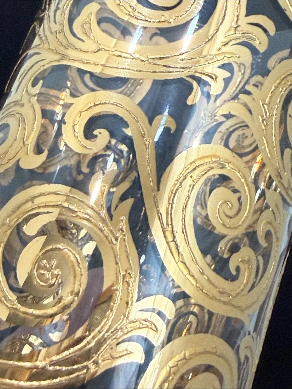 Lot of 4 Vintage MCM Culver Scroll 22k Gold Gilt 5.5” Highball Tumbler Glasses